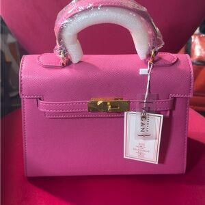 Structured Vegan Top-Handle Satchel in Bright Pink